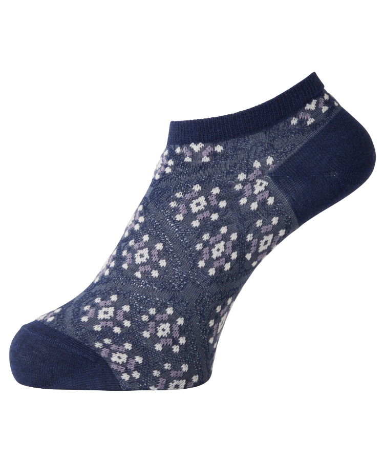 moisok レディース スニーカー丈 フロートタイル柄｜靴下の岡本公式