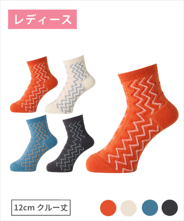 【期間限定10%OFF!】moisok レディース 12cmクルー丈 フロート幾何学柄