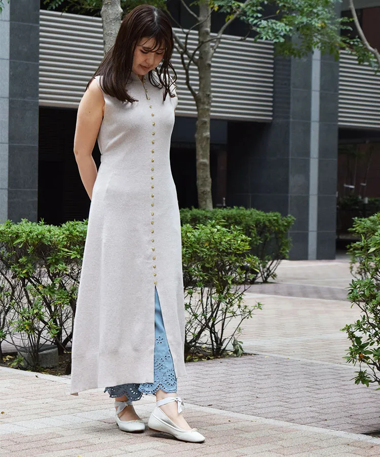 17℃ レディース パンツ Romantic Lace 裾レース刺繍セミワイド｜靴下の