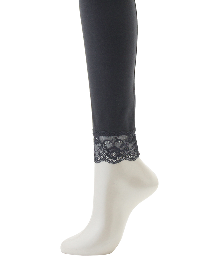 17℃ レディース レギンス 綿混プレーン裾レース10分丈｜靴下の
