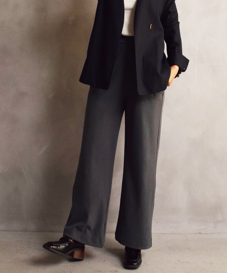 17℃ レディース パンツ もちぱんフラノ調セミワイド｜靴下の岡本公式