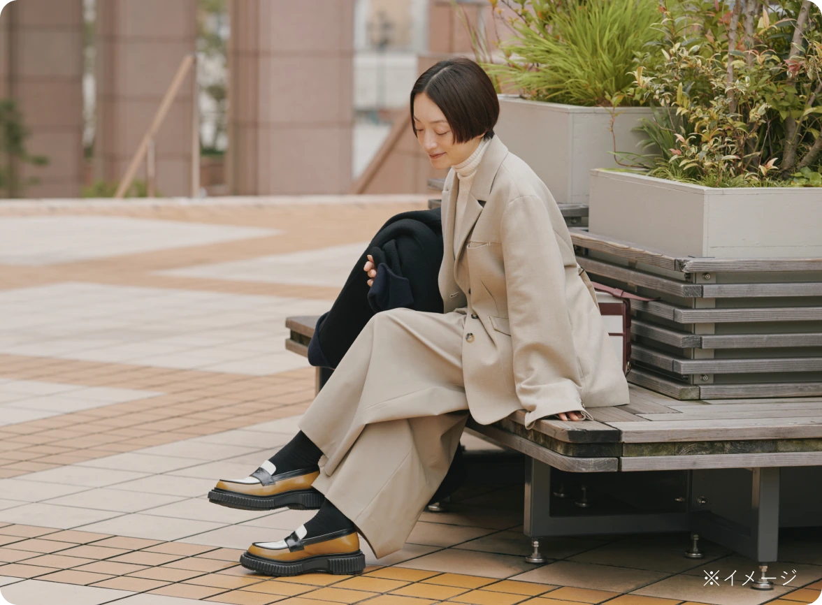 パンプスにココピタ あったか実感を合わせた足もとの様子